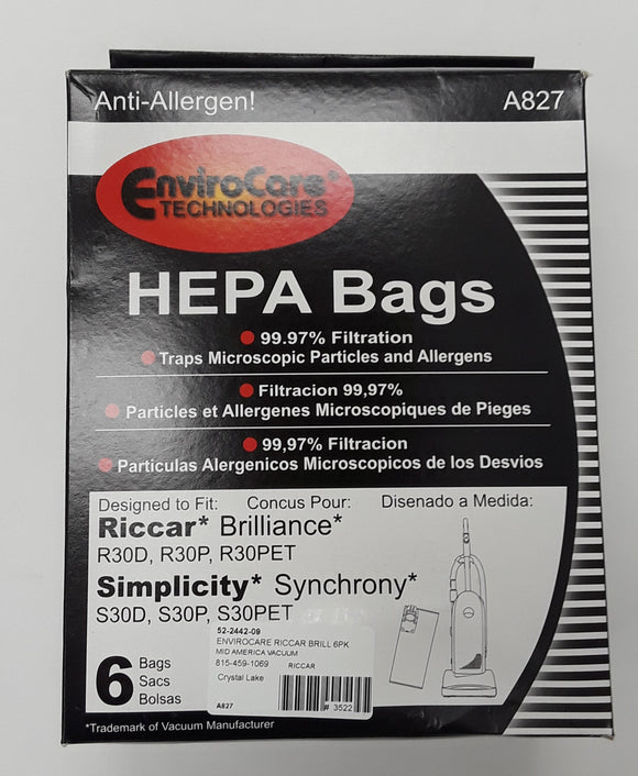 Riccar R30D Charcoal-Lined HEPA Media Bags